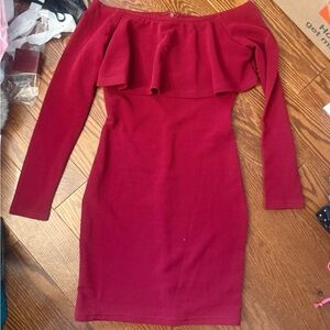 Elegant Off-Shoulder Red Dress
